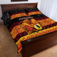 PNG Hamamas Krismas Quilt Bed Set Papua New Guinea Bird Of Paradise Merry Christmas Black Style - Wonder Print Shop