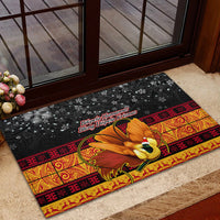 PNG Hamamas Krismas Rubber Doormat Papua New Guinea Bird Of Paradise Merry Christmas Black Style - Wonder Print Shop
