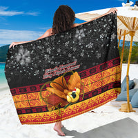 PNG Hamamas Krismas Sarong Papua New Guinea Bird Of Paradise Merry Christmas Black Style - Wonder Print Shop