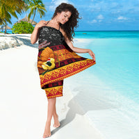 PNG Hamamas Krismas Sarong Papua New Guinea Bird Of Paradise Merry Christmas Black Style - Wonder Print Shop