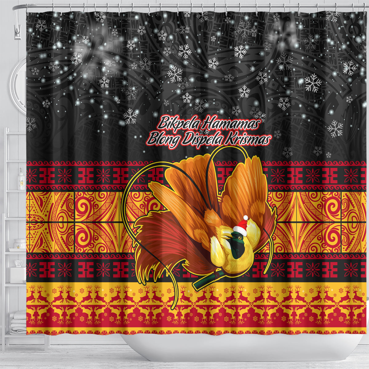 png-hamamas-krismas-shower-curtain-papua-new-guinea-bird-of-paradise-merry-christmas-black-style