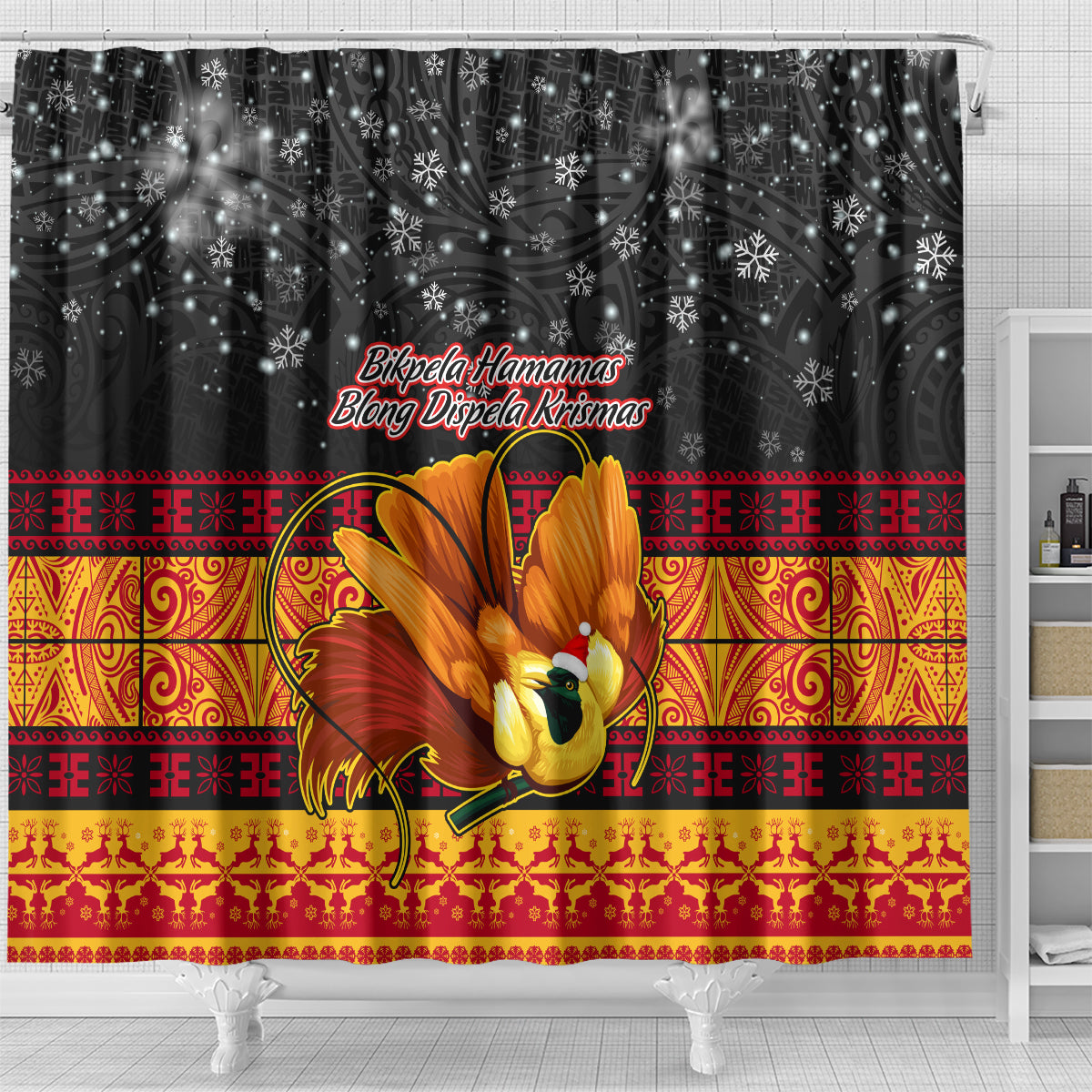 png-hamamas-krismas-shower-curtain-papua-new-guinea-bird-of-paradise-merry-christmas-black-style