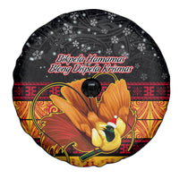 PNG Hamamas Krismas Spare Tire Cover Papua New Guinea Bird Of Paradise Merry Christmas Black Style - Wonder Print Shop