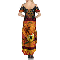 PNG Hamamas Krismas Summer Maxi Dress Papua New Guinea Bird Of Paradise Merry Christmas Black Style - Wonder Print Shop