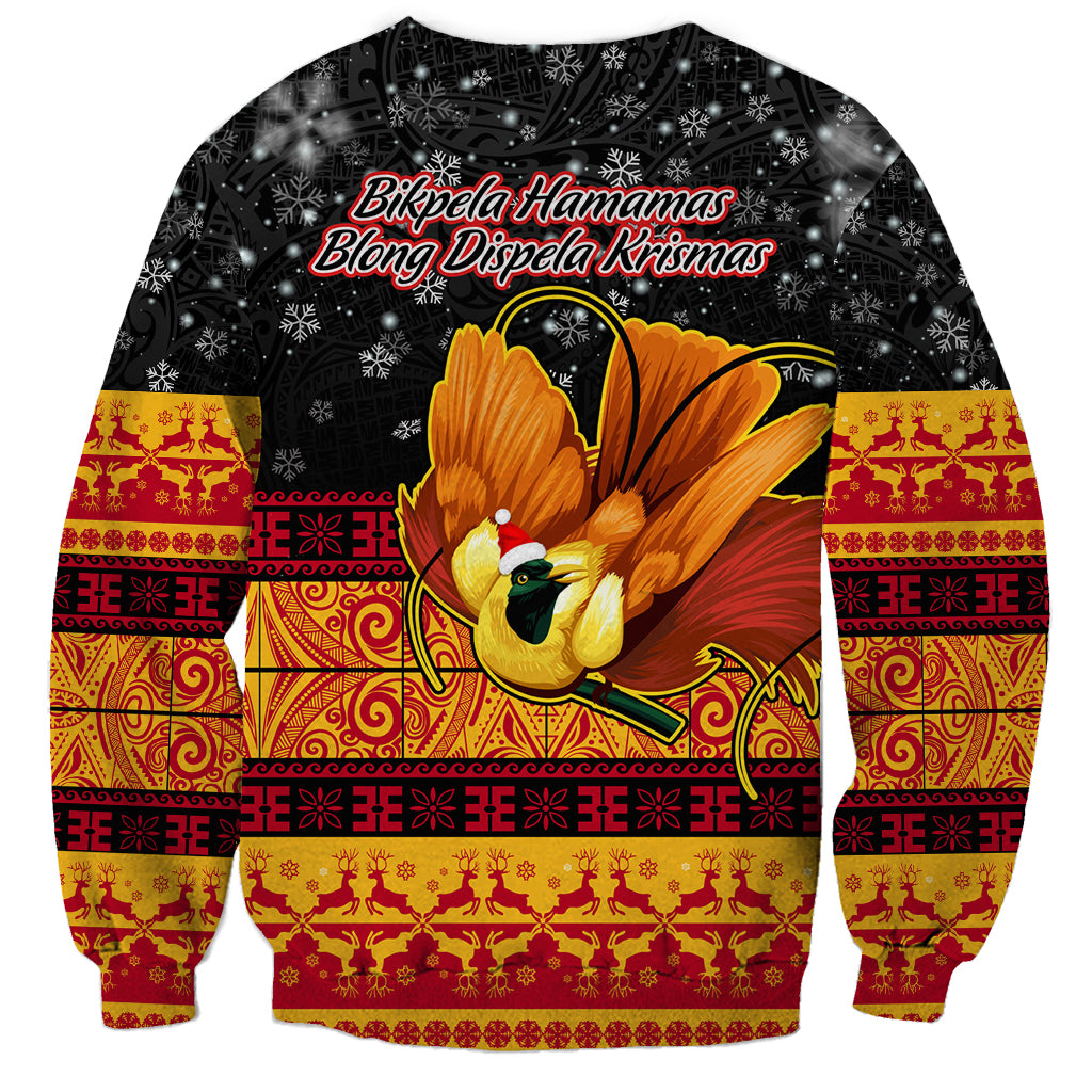 PNG Hamamas Krismas Sweatshirt Papua New Guinea Bird Of Paradise Merry Christmas Black Style - Wonder Print Shop