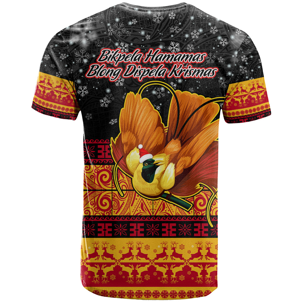 PNG Hamamas Krismas T Shirt Papua New Guinea Bird Of Paradise Merry Christmas Black Style - Wonder Print Shop