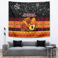 PNG Hamamas Krismas Tapestry Papua New Guinea Bird Of Paradise Merry Christmas Black Style - Wonder Print Shop