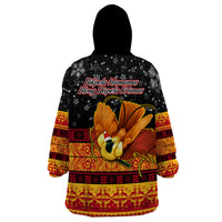 PNG Hamamas Krismas Wearable Blanket Hoodie Papua New Guinea Bird Of Paradise Merry Christmas Black Style - Wonder Print Shop