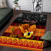 Personalised PNG Hamamas Krismas Area Rug Papua New Guinea Bird Of Paradise Merry Christmas Black Style LT9 - Wonder Print Shop