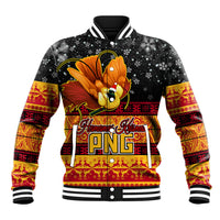 Personalised PNG Hamamas Krismas Baseball Jacket Papua New Guinea Bird Of Paradise Merry Christmas Black Style LT9 - Wonder Print Shop