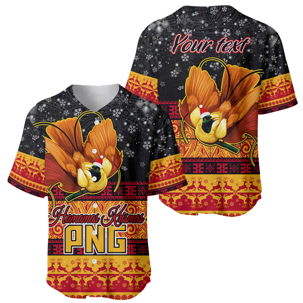 Personalised PNG Hamamas Krismas Baseball Jersey Papua New Guinea Bird Of Paradise Merry Christmas Black Style LT9 - Wonder Print Shop