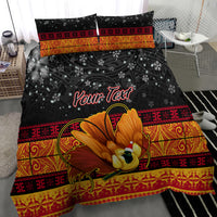 Personalised PNG Hamamas Krismas Bedding Set Papua New Guinea Bird Of Paradise Merry Christmas Black Style LT9 - Wonder Print Shop