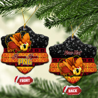 Personalised PNG Hamamas Krismas Ceramic Ornament Papua New Guinea Bird Of Paradise Merry Christmas Black Style LT9 - Wonder Print Shop