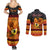 Personalised PNG Hamamas Krismas Couples Matching Summer Maxi Dress and Long Sleeve Button Shirt Papua New Guinea Bird Of Paradise Merry Christmas Black Style LT9 - Wonder Print Shop