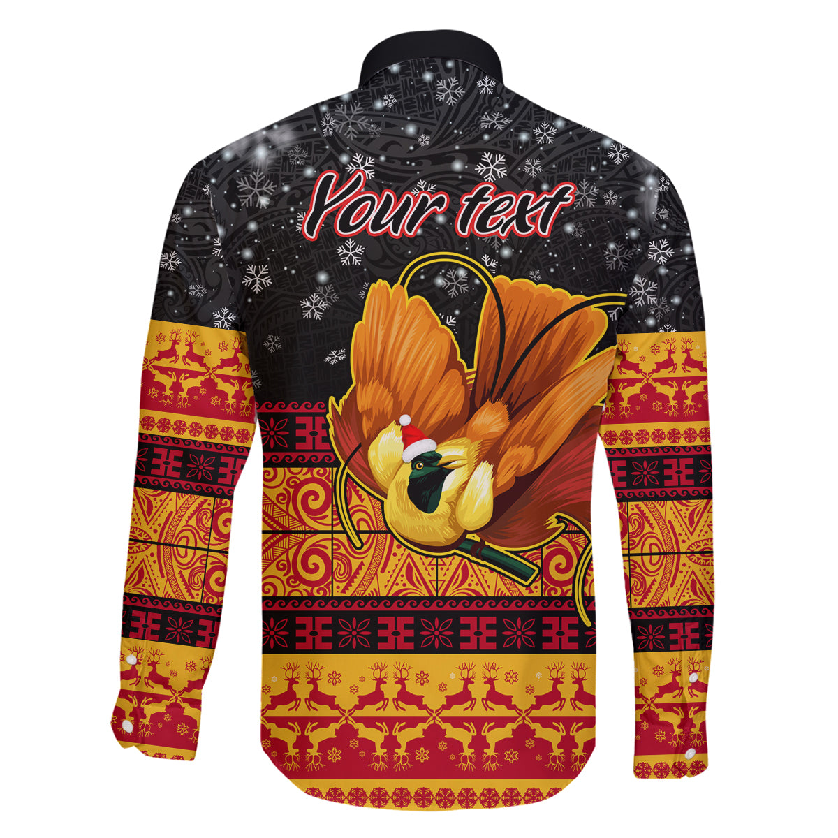 Personalised PNG Hamamas Krismas Family Matching Long Sleeve Bodycon Dress and Hawaiian Shirt Papua New Guinea Bird Of Paradise Merry Christmas Black Style LT9 - Wonder Print Shop