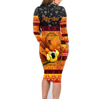 Personalised PNG Hamamas Krismas Family Matching Long Sleeve Bodycon Dress and Hawaiian Shirt Papua New Guinea Bird Of Paradise Merry Christmas Black Style LT9 - Wonder Print Shop