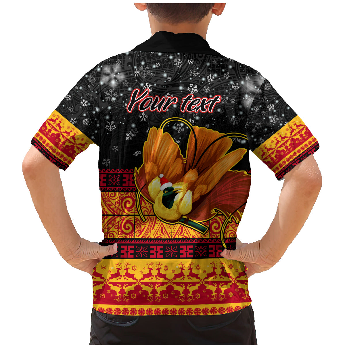 Personalised PNG Hamamas Krismas Family Matching Mermaid Dress and Hawaiian Shirt Papua New Guinea Bird Of Paradise Merry Christmas Black Style LT9 - Wonder Print Shop