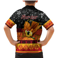 Personalised PNG Hamamas Krismas Family Matching Mermaid Dress and Hawaiian Shirt Papua New Guinea Bird Of Paradise Merry Christmas Black Style LT9 - Wonder Print Shop