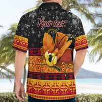 Personalised PNG Hamamas Krismas Hawaiian Shirt Papua New Guinea Bird Of Paradise Merry Christmas Black Style - Wonder Print Shop