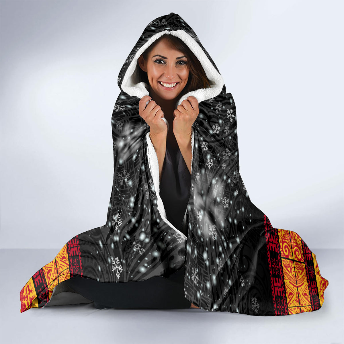 personalised-png-hamamas-krismas-hooded-blanket-papua-new-guinea-bird-of-paradise-merry-christmas-black-style