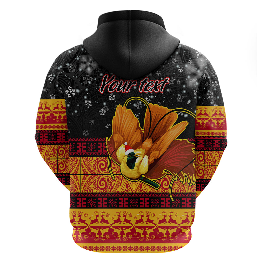 Personalised PNG Hamamas Krismas Hoodie Papua New Guinea Bird Of Paradise Merry Christmas Black Style - Wonder Print Shop