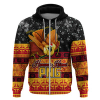 Personalised PNG Hamamas Krismas Hoodie Papua New Guinea Bird Of Paradise Merry Christmas Black Style - Wonder Print Shop