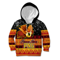 Personalised PNG Hamamas Krismas Kid Hoodie Papua New Guinea Bird Of Paradise Merry Christmas Black Style - Wonder Print Shop