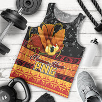 Personalised PNG Hamamas Krismas Men Tank Top Papua New Guinea Bird Of Paradise Merry Christmas Black Style - Wonder Print Shop