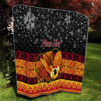 Personalised PNG Hamamas Krismas Quilt Papua New Guinea Bird Of Paradise Merry Christmas Black Style - Wonder Print Shop
