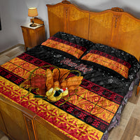 Personalised PNG Hamamas Krismas Quilt Bed Set Papua New Guinea Bird Of Paradise Merry Christmas Black Style - Wonder Print Shop