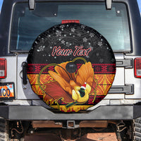 Personalised PNG Hamamas Krismas Spare Tire Cover Papua New Guinea Bird Of Paradise Merry Christmas Black Style - Wonder Print Shop