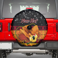 Personalised PNG Hamamas Krismas Spare Tire Cover Papua New Guinea Bird Of Paradise Merry Christmas Black Style - Wonder Print Shop