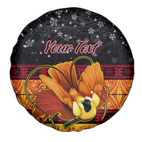 Personalised PNG Hamamas Krismas Spare Tire Cover Papua New Guinea Bird Of Paradise Merry Christmas Black Style - Wonder Print Shop