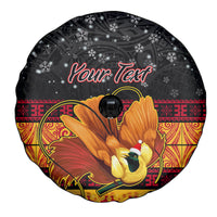 Personalised PNG Hamamas Krismas Spare Tire Cover Papua New Guinea Bird Of Paradise Merry Christmas Black Style - Wonder Print Shop