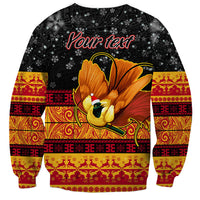Personalised PNG Hamamas Krismas Sweatshirt Papua New Guinea Bird Of Paradise Merry Christmas Black Style - Wonder Print Shop