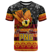 Personalised PNG Hamamas Krismas T Shirt Papua New Guinea Bird Of Paradise Merry Christmas Black Style - Wonder Print Shop