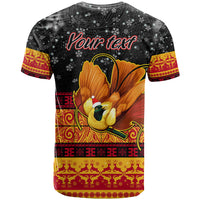 Personalised PNG Hamamas Krismas T Shirt Papua New Guinea Bird Of Paradise Merry Christmas Black Style - Wonder Print Shop