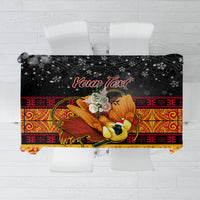 Personalised PNG Hamamas Krismas Tablecloth Papua New Guinea Bird Of Paradise Merry Christmas Black Style - Wonder Print Shop