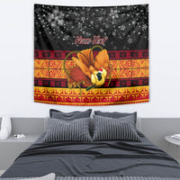 Personalised PNG Hamamas Krismas Tapestry Papua New Guinea Bird Of Paradise Merry Christmas Black Style - Wonder Print Shop