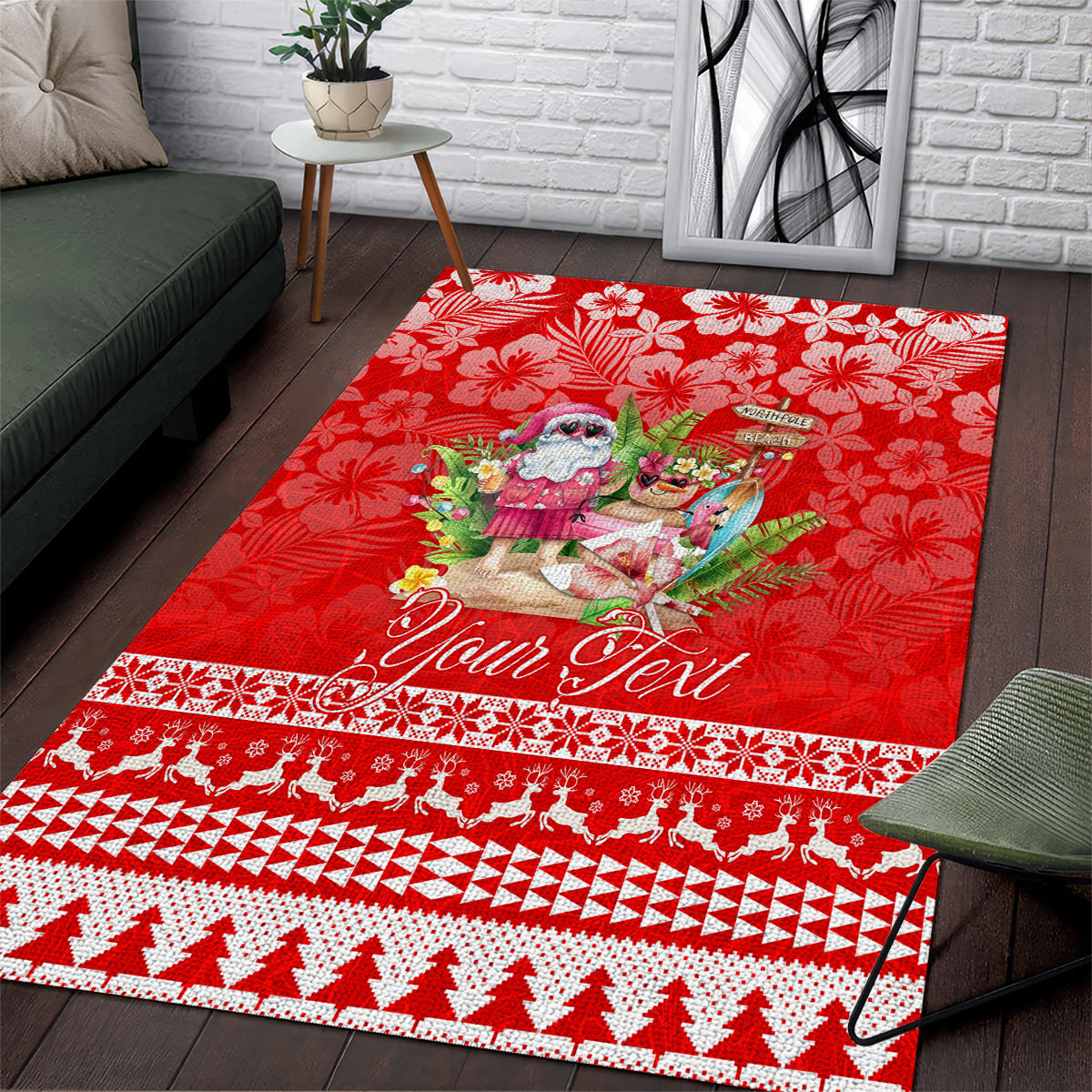 Personalised Hawaii Mele Kalikimaka Area Rug Santa Beach Merry Christmas LT9 - Wonder Print Shop