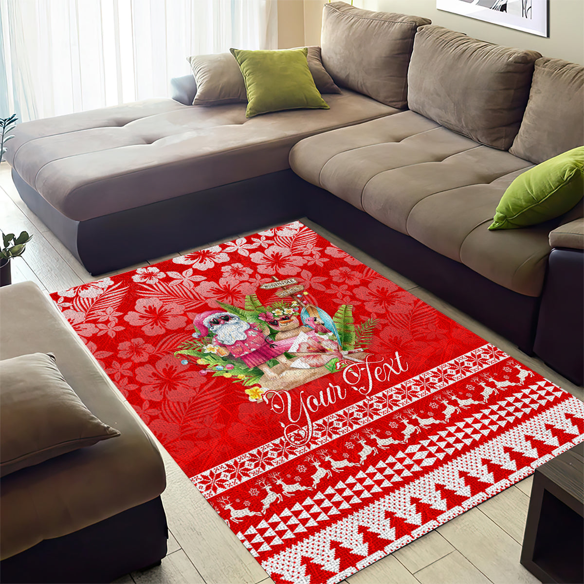 Personalised Hawaii Mele Kalikimaka Area Rug Santa Beach Merry Christmas LT9 - Wonder Print Shop