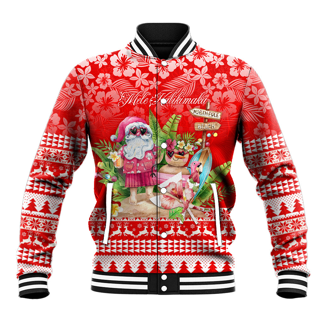 Personalised Hawaii Mele Kalikimaka Baseball Jacket Santa Beach Merry Christmas LT9 - Wonder Print Shop