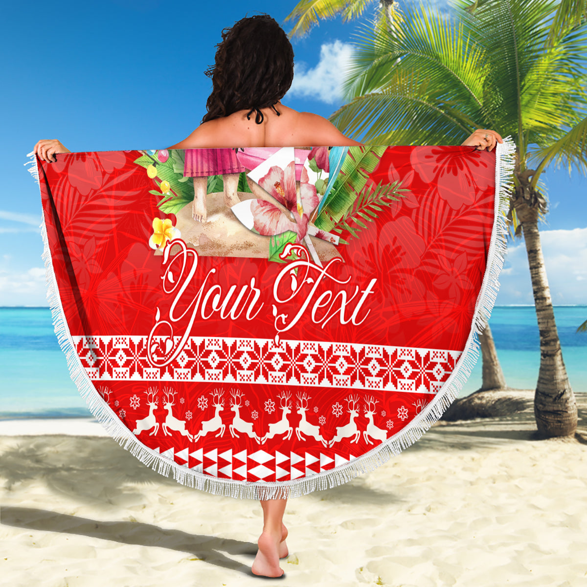 Personalised Hawaii Mele Kalikimaka Beach Blanket Santa Beach Merry Christmas LT9 - Wonder Print Shop
