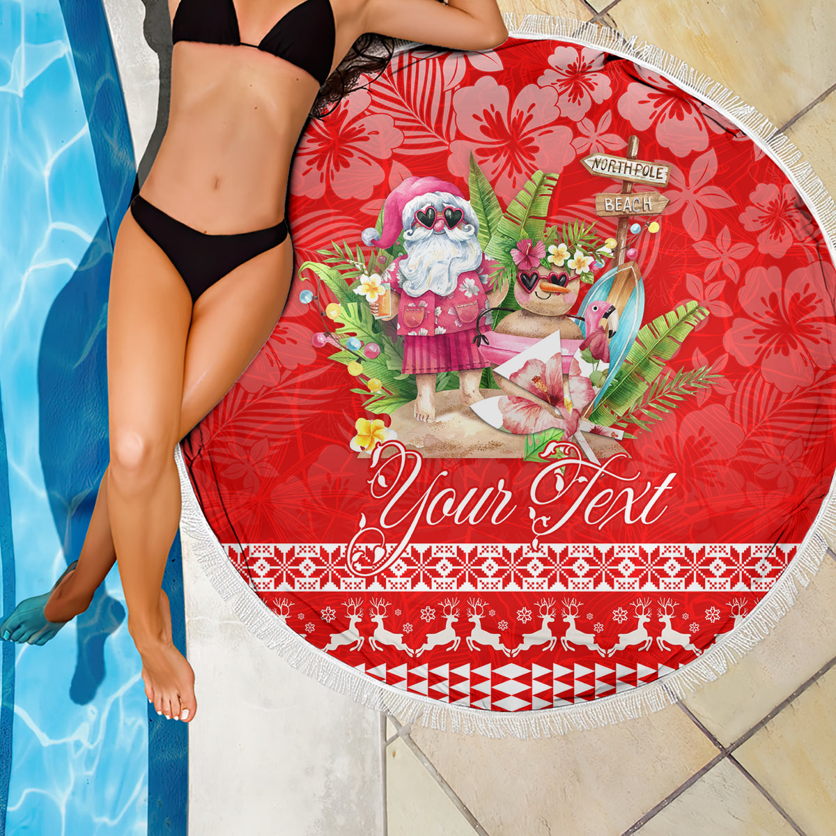 Personalised Hawaii Mele Kalikimaka Beach Blanket Santa Beach Merry Christmas LT9 - Wonder Print Shop