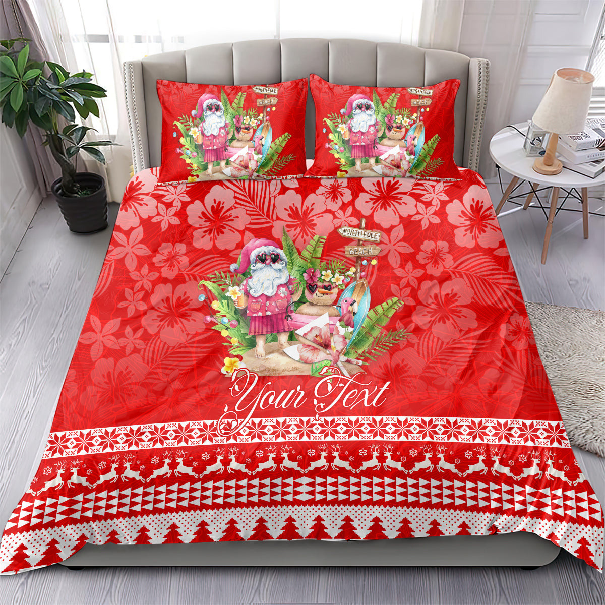 Personalised Hawaii Mele Kalikimaka Bedding Set Santa Beach Merry Christmas LT9 - Wonder Print Shop