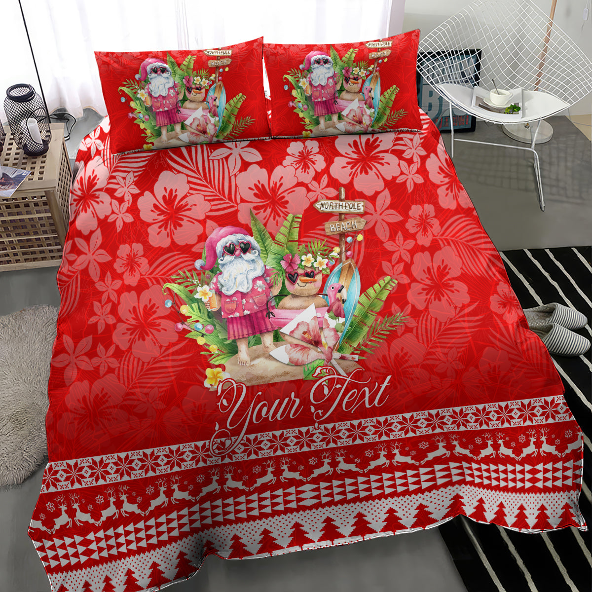Personalised Hawaii Mele Kalikimaka Bedding Set Santa Beach Merry Christmas LT9 - Wonder Print Shop