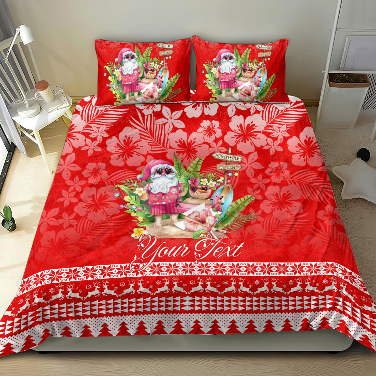 Personalised Hawaii Mele Kalikimaka Bedding Set Santa Beach Merry Christmas LT9 - Wonder Print Shop