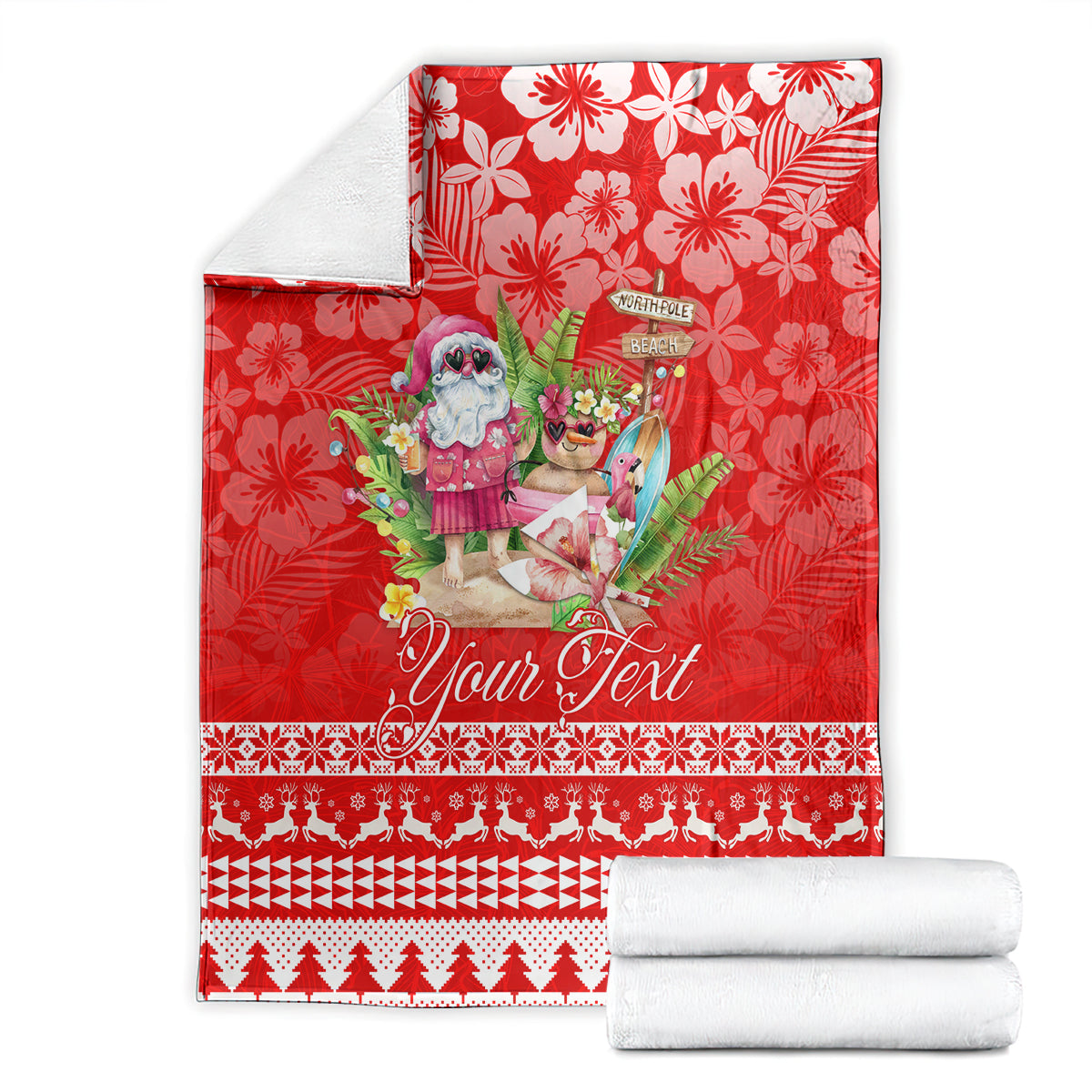 personalised-hawaii-mele-kalikimaka-blanket-santa-beach-merry-christmas