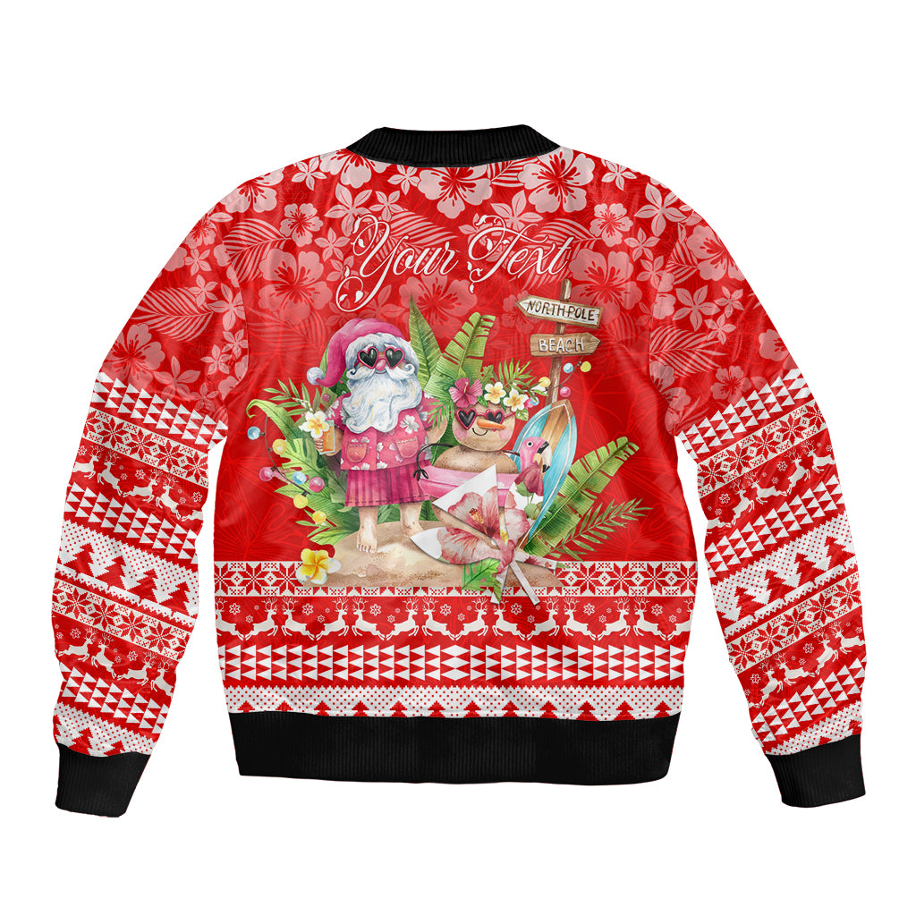 Personalised Hawaii Mele Kalikimaka Bomber Jacket Santa Beach Merry Christmas LT9 - Wonder Print Shop