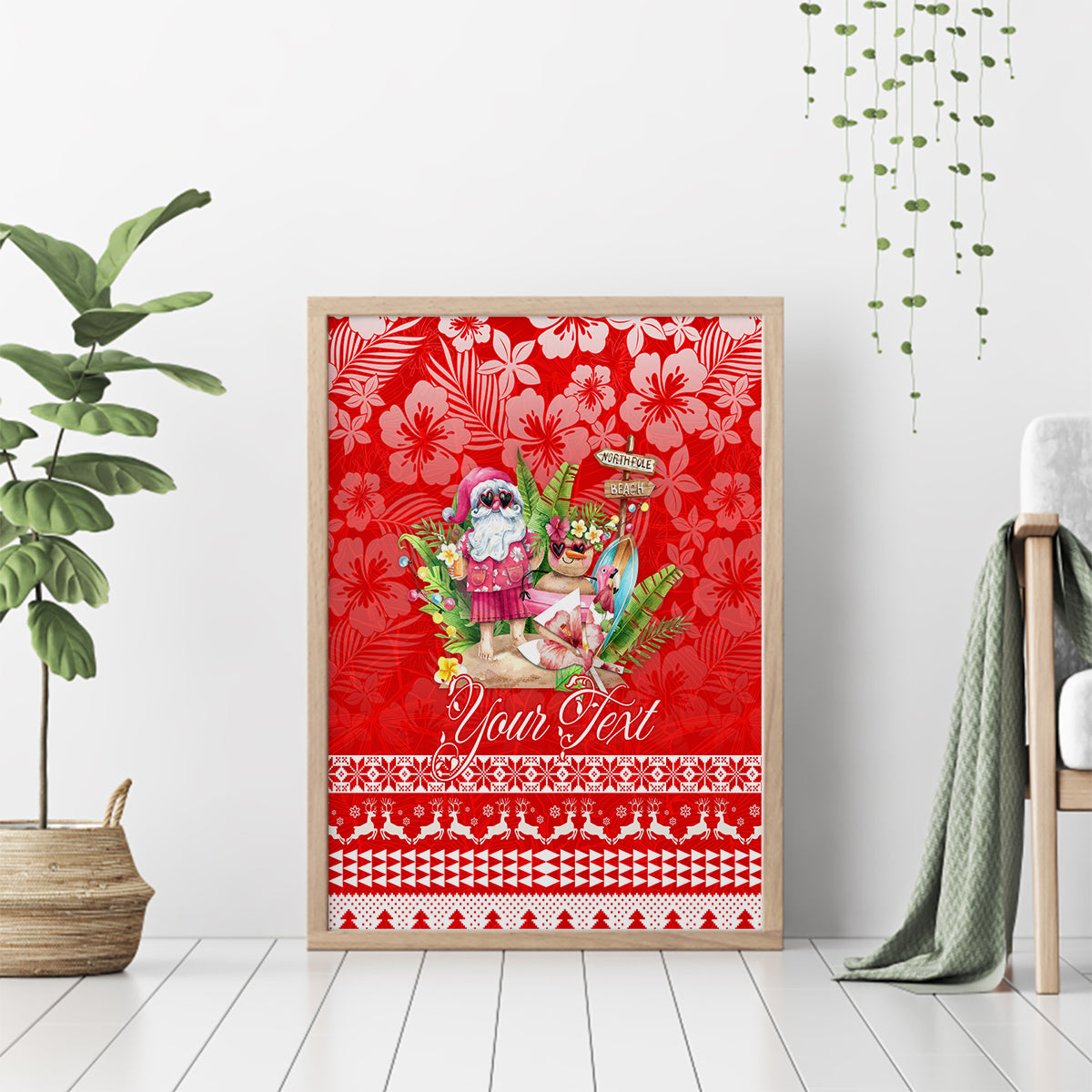 Personalised Hawaii Mele Kalikimaka Canvas Wall Art Santa Beach Merry Christmas LT9 - Wonder Print Shop